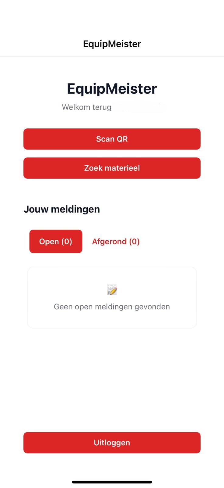 Screenshot EquipMeister dashboard