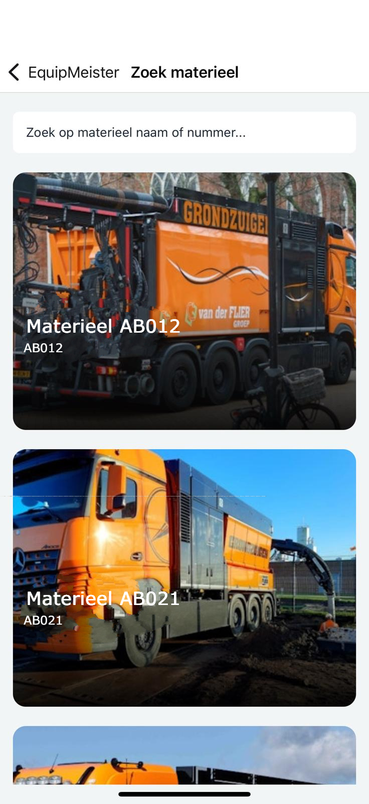 Screenshot EquipMeister apparatenlijst